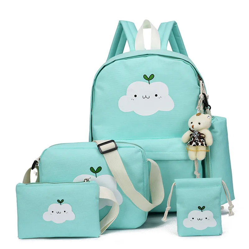 

Canvas School bags 5pcs/Set For Girls Female Backpack Schoolbags High Quality Backpack Feminine Book Bag Rucksack