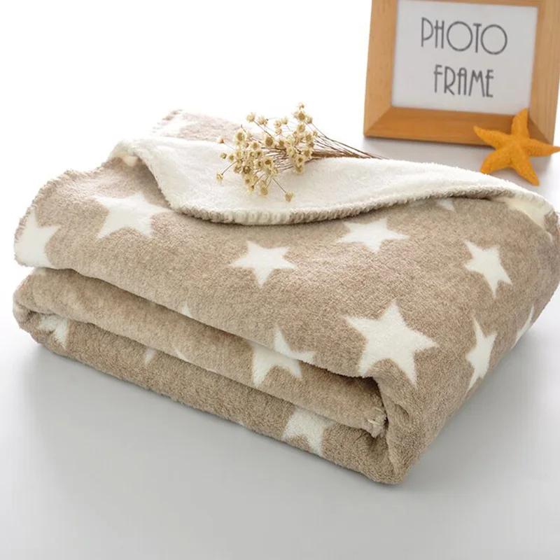 Зимнее Коралловое Флисовое одеяло со звездой, детское одеяло с узором, флисовое детское фланелевое одеяло, одеяло для коляски, детское постельное белье, пеленки
