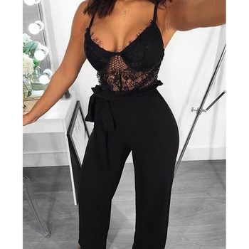 

Women Jumpsuit Summer Sexy Lace Romper Black Jumpsuit Elegant Party Clothes Sleeveless Rompers Casual Playsuit Combinaison Femme