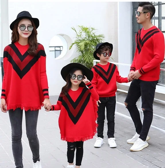 

family set fashion sweaters clothing mommy and me matching outfit clothes dad mother/mom/mum daughter son clothes family look CP