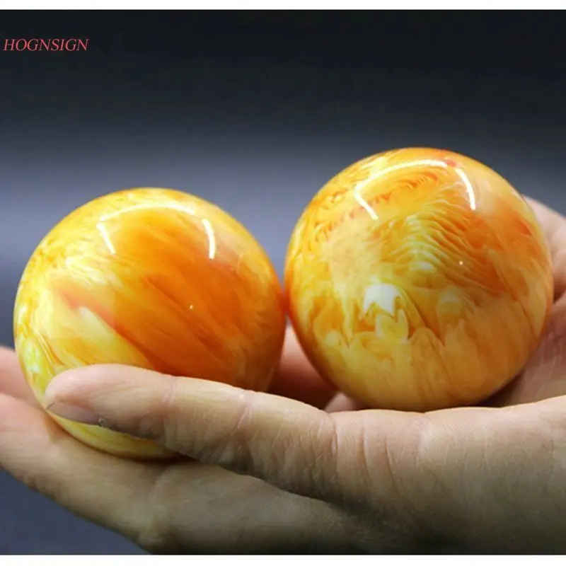 Natural resin handball health care ball imitation beeswax amber fitness ball middle and long life ball play piece rehabilitation