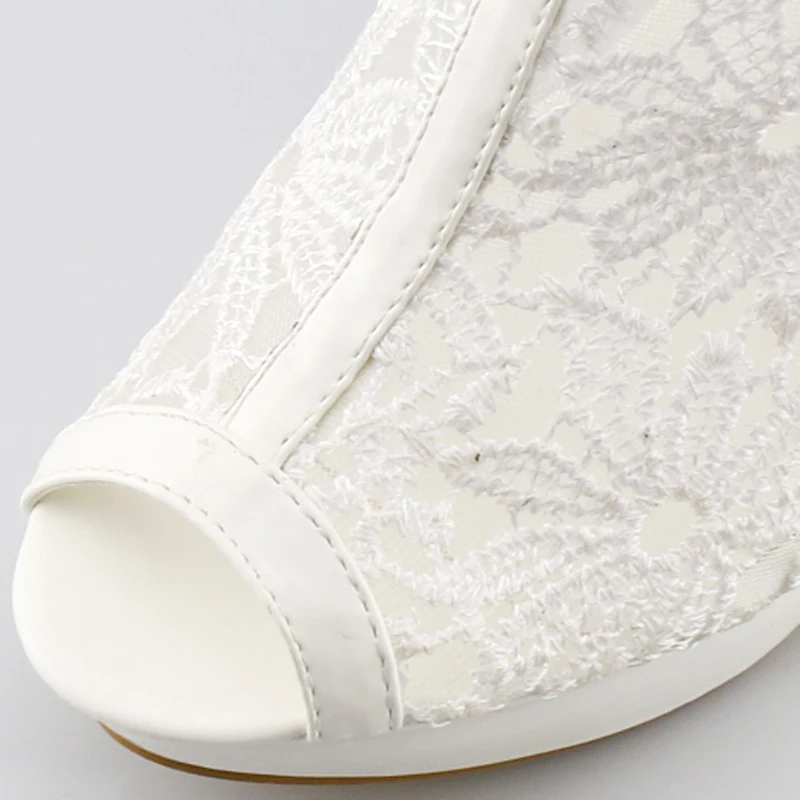 Plus Size 35-42 Fashion Peep Toe Sandals Sexy Women Platform Pumps Lace Mesh Thick High Heels Shoes Ankle boot Summer Sandalet