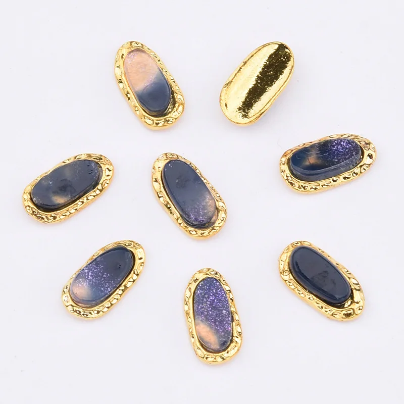 10pcs Gold metal nail decorations geometrical nail stone nagel steentjes pearl rhinestone japanese art jewelry styles TCJ127 - Цвет: TCJ136