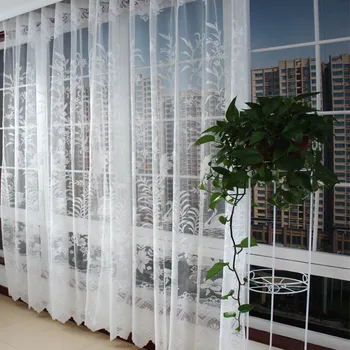 

New Arrival! European Style White Swan Embroidered Translucidus Lace Living Room Curtain The Finished Curtain 240cm Width