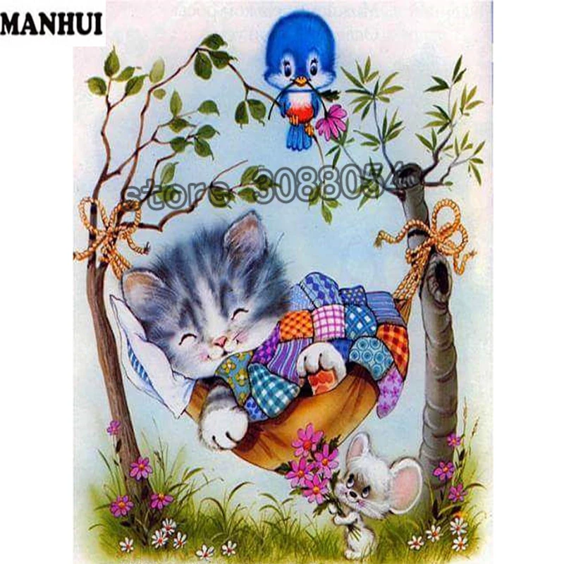 Набор для алмазной вышивки Кот и мышь | Дом сад