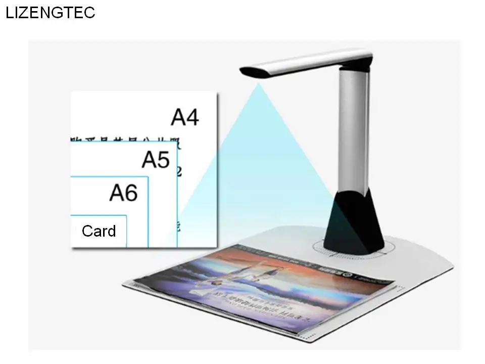 LIZENGTEC Visual Presenter A4 Folding High Speed OCR Visualize Scanner 5MP USB Image Book Document New Design