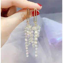 FYUAN длинные кисточки кристаллы бусины Висячие серьги для женщин Bijoux изысканные геометрические висячие серьги массивные серьги ювелирные изделия