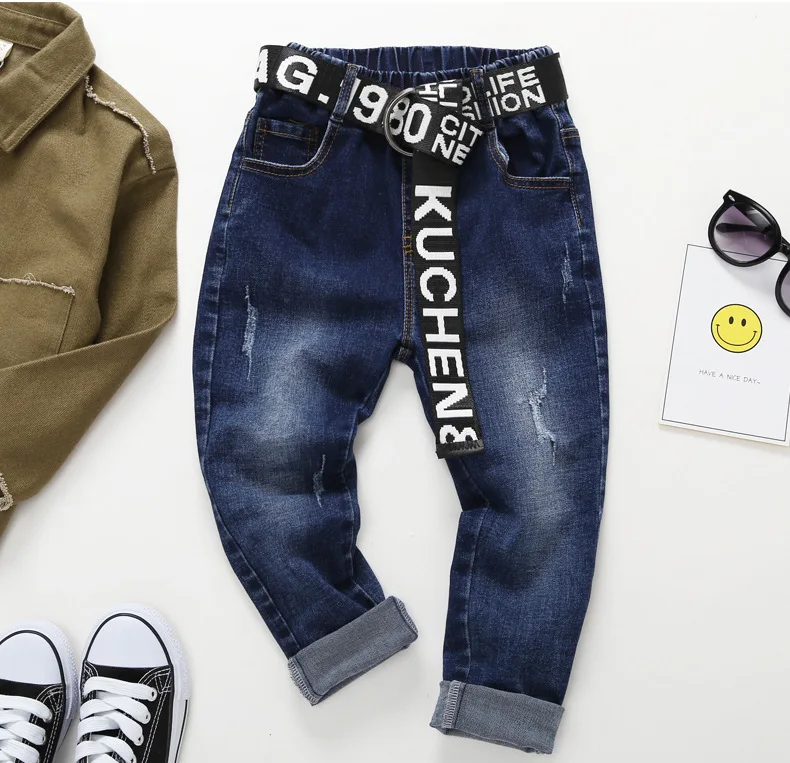 2018 Spring Children Solid Denim Baby Jeans For Boys 3 12Y KP 1832