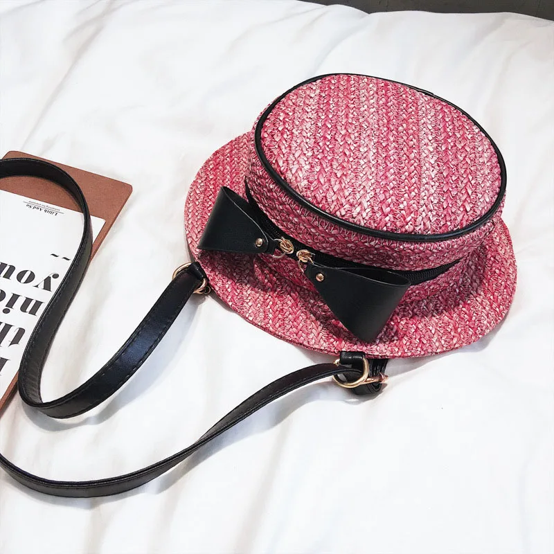 New Fashion Women Summer Straw Backpack INS Popular Female Hat Back Pack Lady Travel Casual Mochila Stripe Knit Crossbody BP3008 (5)