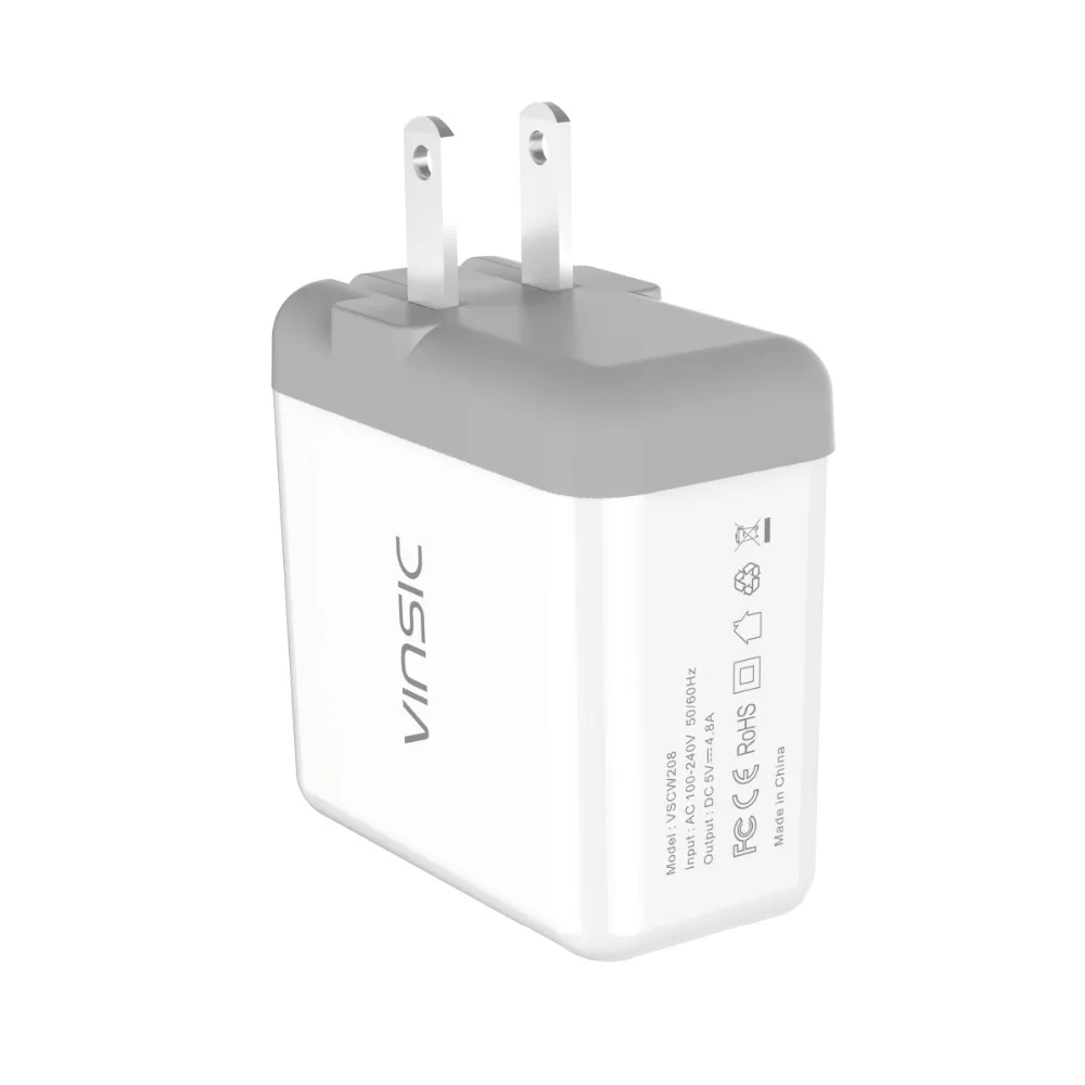 Vinsic شاحن USB مزدوج 5 فولت 4.8A المحمولة السفر الحائط مهايئ شاحن الهاتف المحمول شاحن آيفون X 8 8 زائد Xiaomi LG المحمول