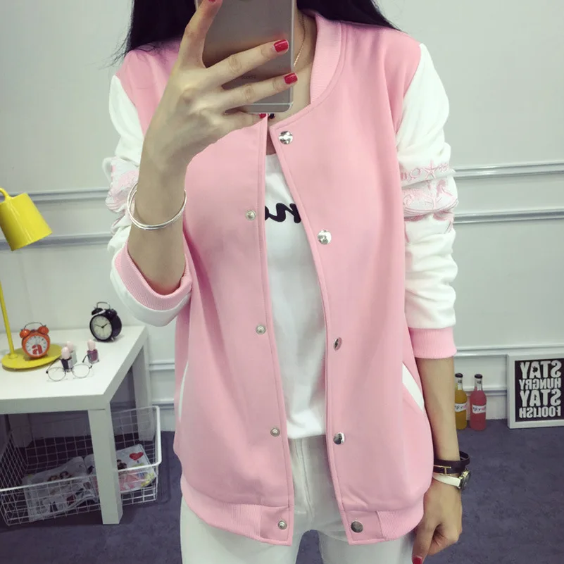 incredible New Women Baseball Jacket Coat Long Sleeve Coat Feminina Baseball Tops hoodies Plus Size 5XL Outwea