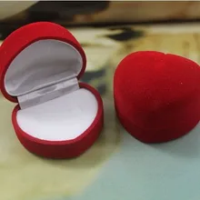 72 шт./лот Романтика свадебное кольцо коробка 3 разных цветов бархат форма сердца кольцо коробка ювелирные изделия Упаковка Дисплей Кольцо коробка