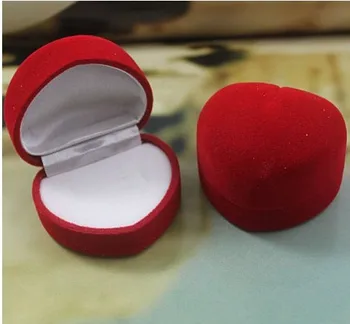 

72pcs/lot Romantic Wedding Ring Box 3 Multi Colors Velvet Heart Shape Ring Box Jewelry Packaging Display Ring Box Free Shipping