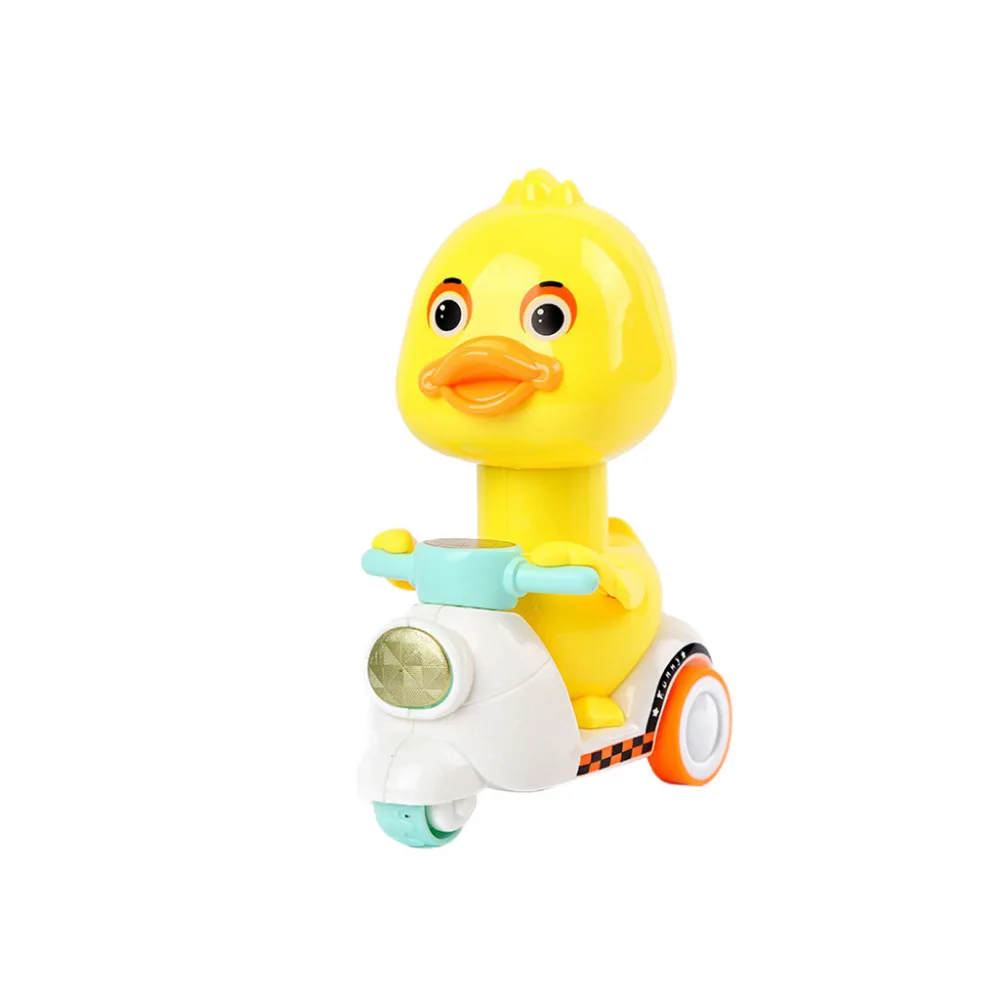 

2019 new arrival Press Series Cartoon Motorcycle Funny little yellow duck Model Mini Toy Car Vehicles Children Toy for gift