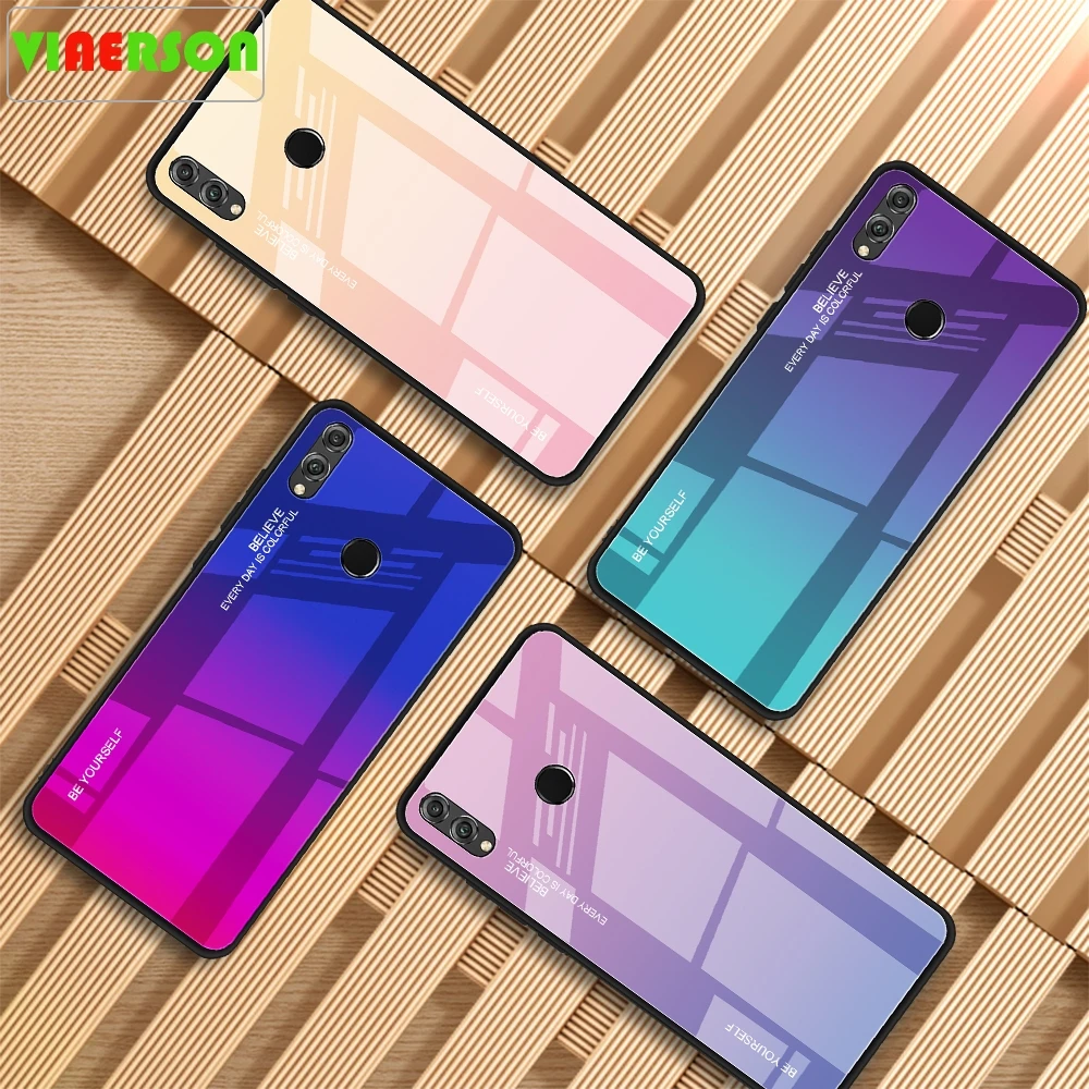 

Colorful Gradient Phone Case For Huawei Y9 Y6prime P smart Plus 2019 Nova 4E 3i P30 P20 Pro Lite Honor 10i 20i 8A 8X Glass Cover