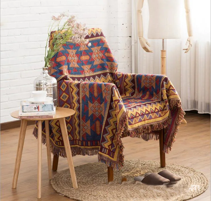 

Multifunction Kilim Blanket Tassel Carpet For Sofa Living Room Bedroom Turkish Pattern Bedspread Dust Cover Table Cloth Tapestry