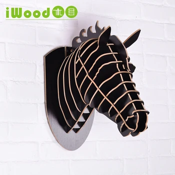 

2016 New Wood Horse Animals Head Creative Wooden Hangings For Wall Home Decoration IW-WD013 White Black Green Pink Red Orange