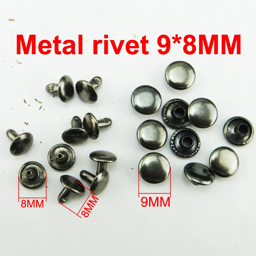 100PCS 9*8MM SILVER GRAY METAL RIVET buttons sewing clothes accessories