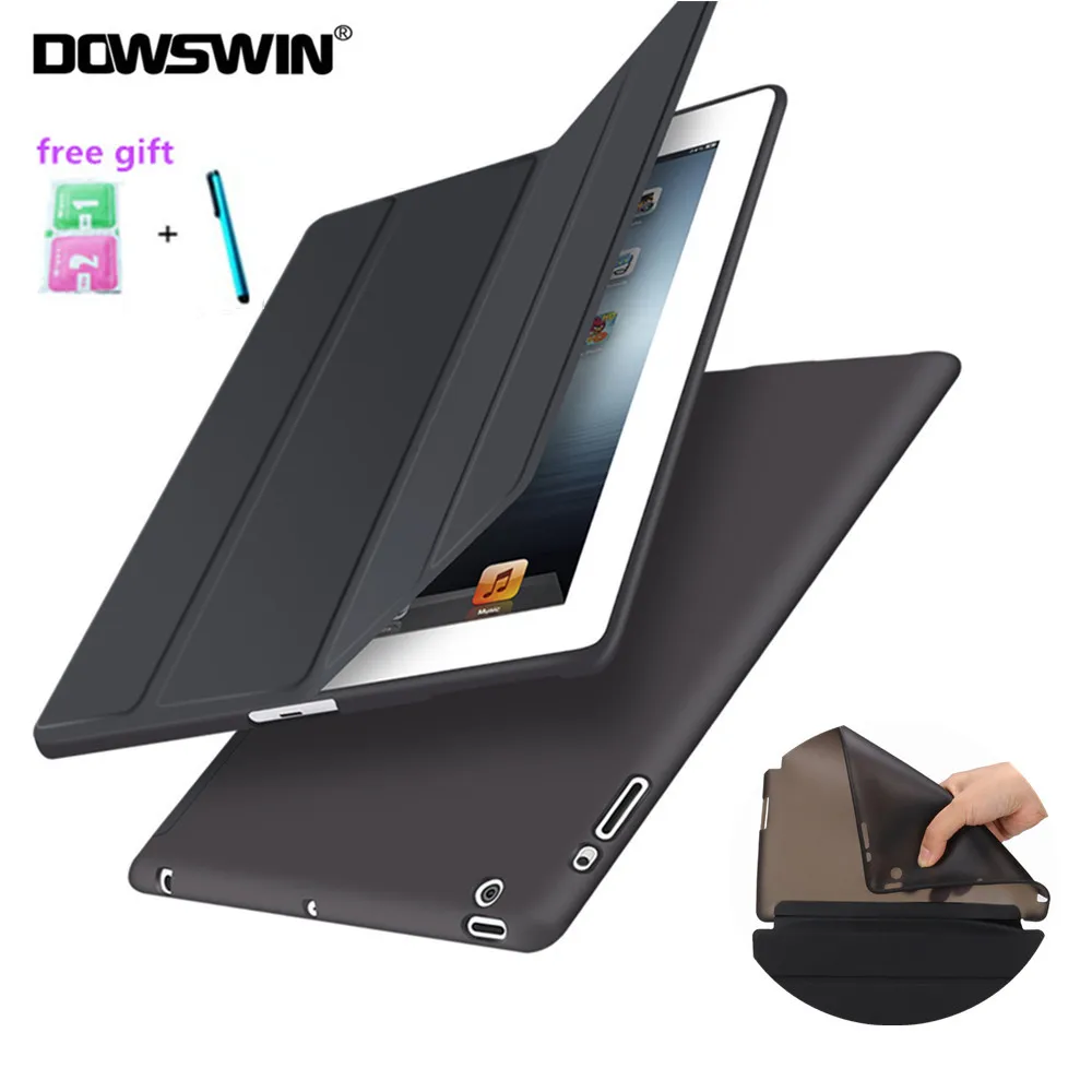 DOWSWIN Case For iPad 2 3 4 Soft Back Cover TPU Leather Case For iPad 4 Flip Smart Cover For iPad 2 Case Auto Sleep/Wake Up baseus guards case tpu tpe cover for iphone 7 red