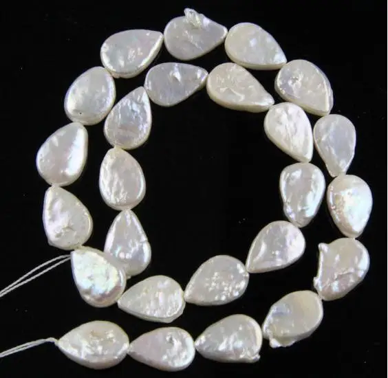 

Unique Pearls jewellery Store,Tear Drop Coin White Freshwater Pearl Loose Beads One Full Strand DIY Pearl Necklace Material,LS41