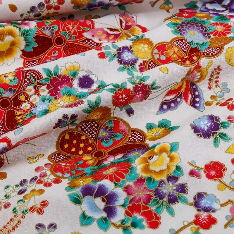 Японская бронзовая хлопковая ткань для шитья кимоно или шитья ручной сумки DIY Ткань для шитья материал TJ8692-c
