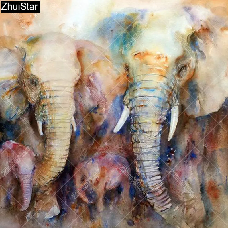 Zhui star full square 5d diy diamond painting elephant family Zhui star full square 5d diy diamond painting elephant family