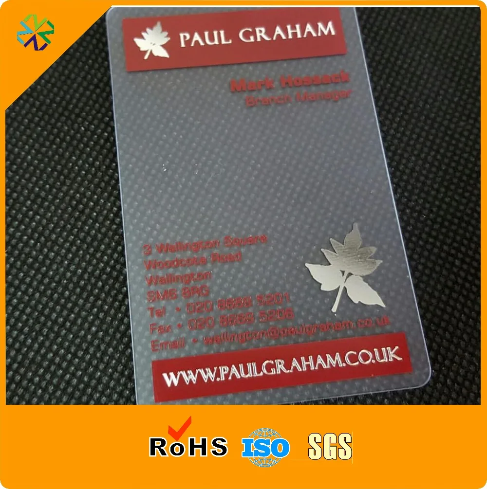 

customized printed pvc transparent business card/custom business name card