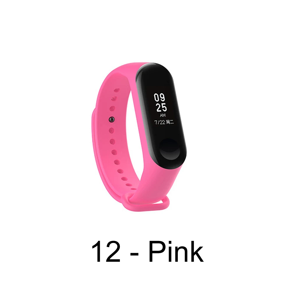 12 Pink Ремешок для Xiaomi Mi Band 4 ремешок Смарт-аксессуары браслет для Xiaomi Mi band 4 ремешок Смарт-браслет Mi Band 3 Браслет 13 цветов - Color: 12 Pink