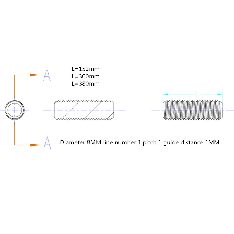 Threaded rod black -M8 3