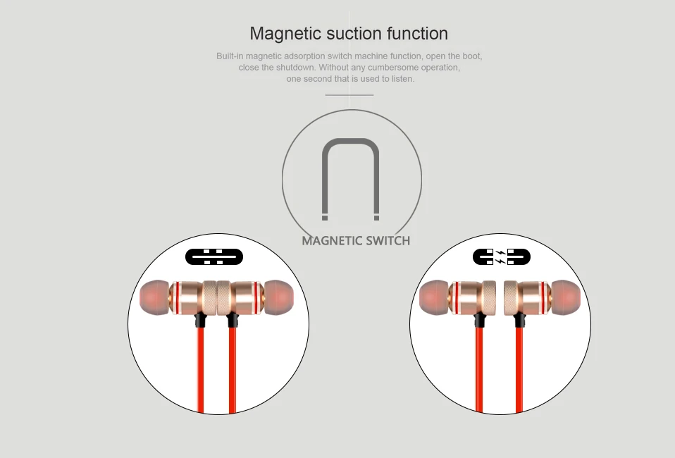 Беспроводные наушники Bluetooth Металлические магнитные наушники HIFI для стереонаушников Спортивные наушники Гарнитура для наушников с микрофоном