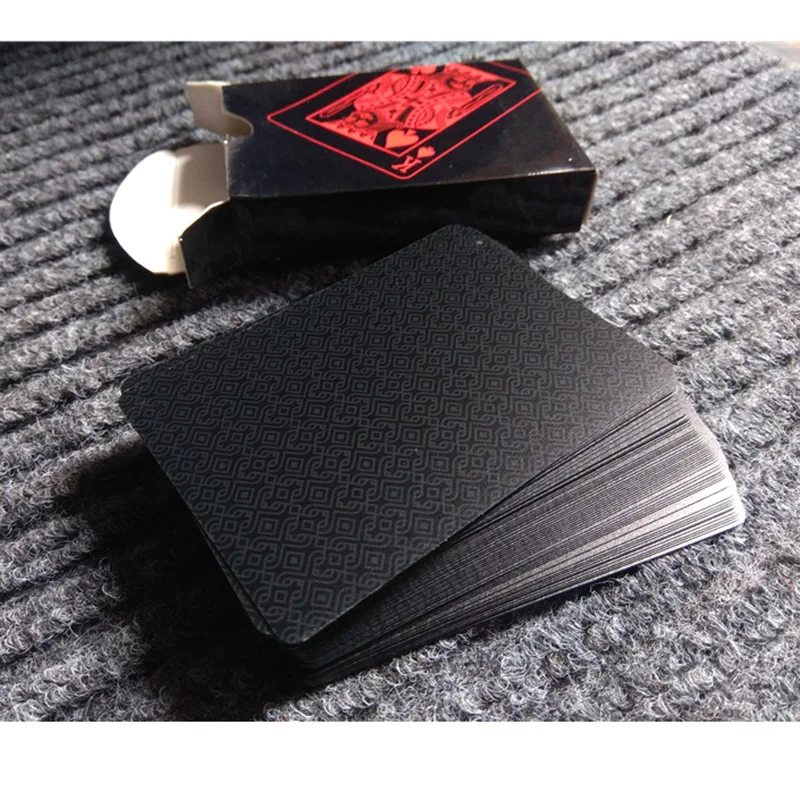 

Quality Waterproof Black Plastic Playing Cards Collection Black Magic Poker Creative Gift Standard Playing Cards
