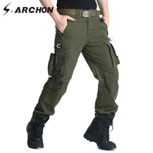 S. ARCHON US RU военные карго брюки мужские повседневные свободные карманы хлопок тактические брюки мужские армейские стиль SWAT боевые брюки