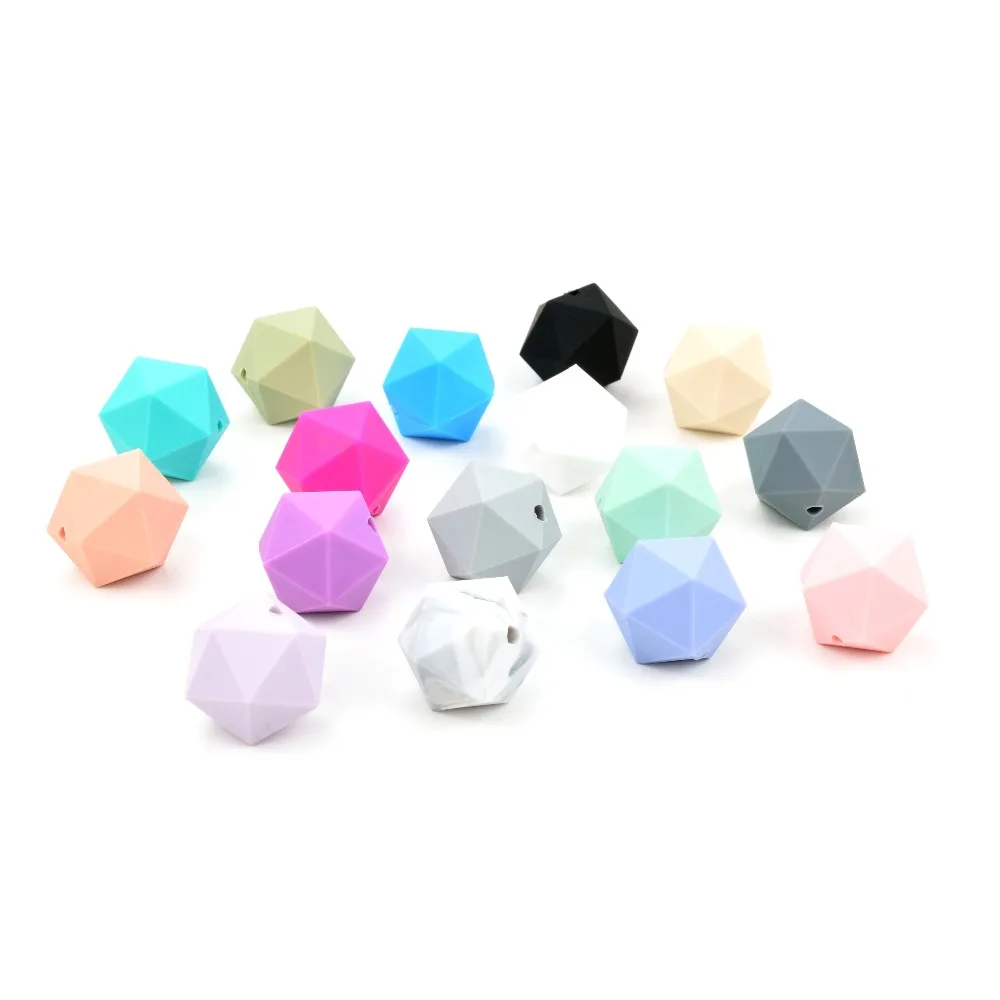 Teether에 대 한 실리콘 구슬 DIY 50 개/몫 Icosahedron 구슬 육각형보다 씹는 젖니가 남 목걸이 쥬얼리 만들기