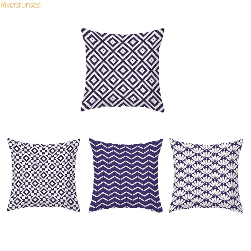 

Pillow Mediterranean Blue Sea Cushion Anchor Geometric Sailing Printed Throw Pillows Home Decor Beach Chair Cuscini Octopus