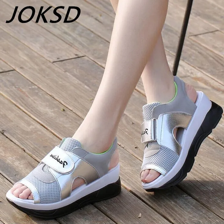 

2018 New Ladies Platform Sandales Summer New Fish Head Sandals Women's Shoes Slope With Platform Muffin Zapatos Mujer NL241
