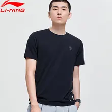 Li-Ning Мужская баскетбольная футболка BAD FIVE с коротким рукавом, Стандартная посадка, хлопок, дышащая подкладка, спортивный топ, футболка AHSP107 MTS3080