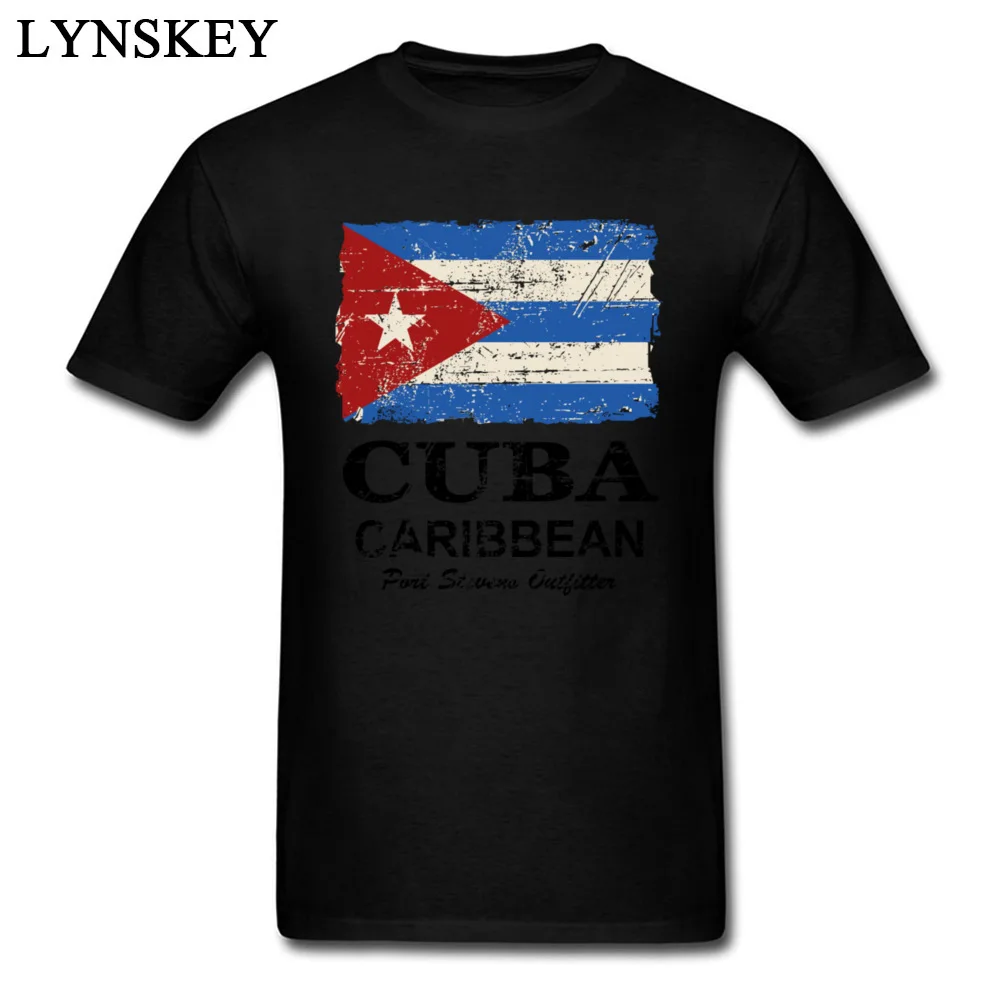 Cuba Flag - Vintage Look O-Neck Men T Shirt Summer Autumn Custom Tops T Shirt Short Sleeve Fashionable 100% Cotton Normal Tee Shirts Cuba Flag - Vintage Look black