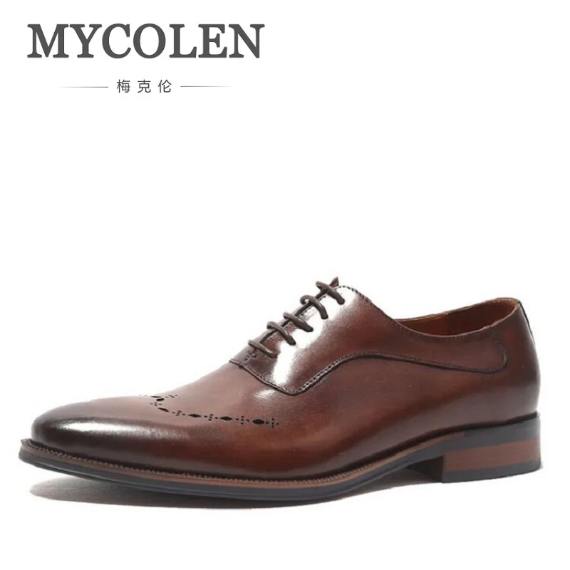 

MYCOLEN New Arrival Men Black Leather Shoes Party And Wedding Men Dress Shoes Luxurious Handmade Men Oxfords Male's Flats