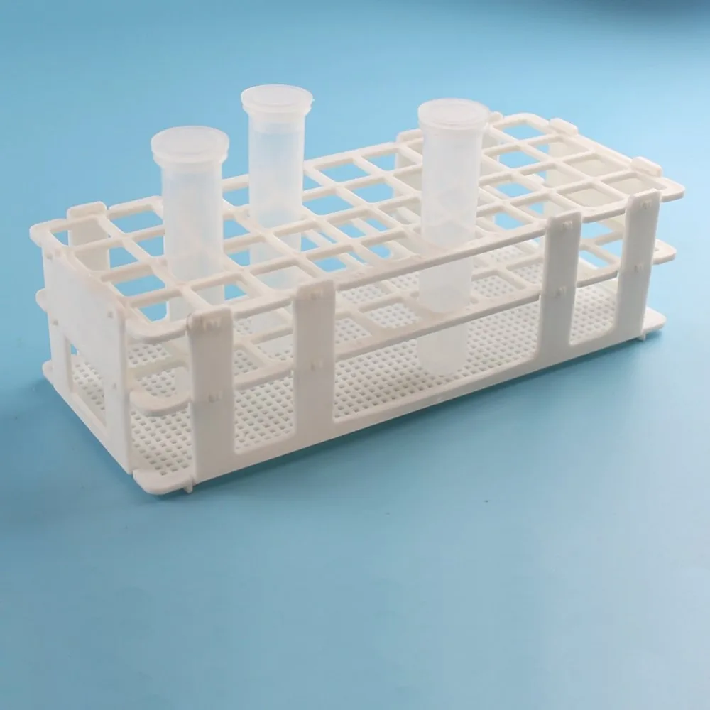 BDJK Plastic Test Tube Rack for 20mm, 40 Wells, White,Detachable (40