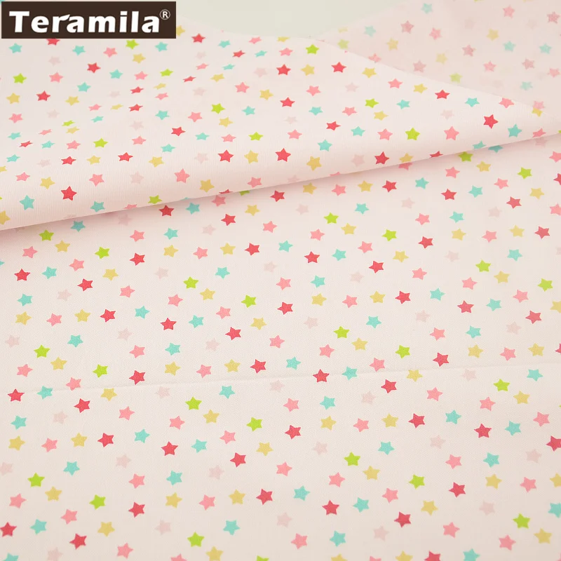 

2016 News Colorfull Shining Stars Designs Home Textile Tela 100% Cotton Fabric Light Pink Twill Fat Quarter Material Patchwork