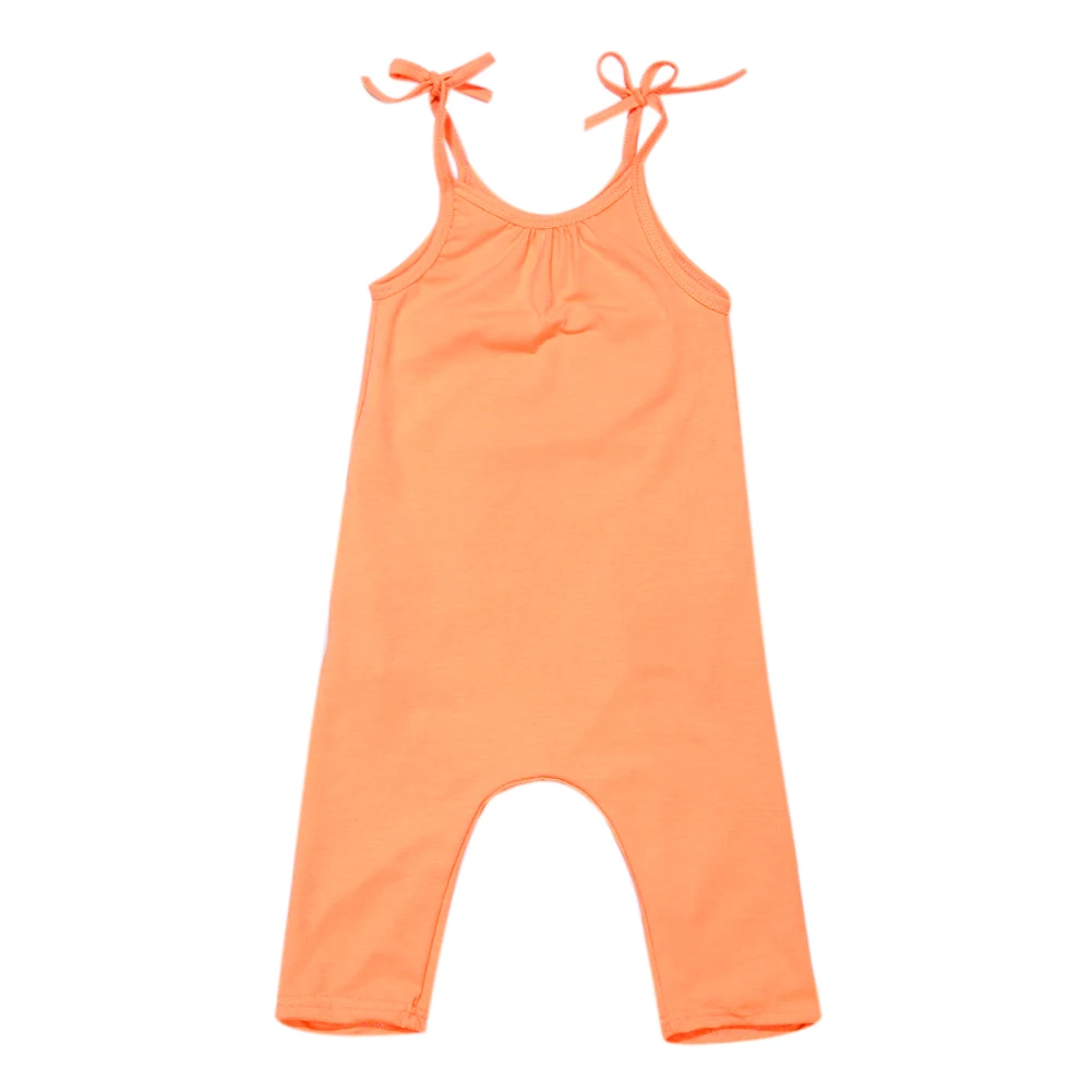 Детские брюки для девочек, детская летняя блузка на бретелях, комбинезон на бретелях, штаны-шаровары, штаны, комплекты из 4 предметов, оранжевая одежда для маленьких девочек