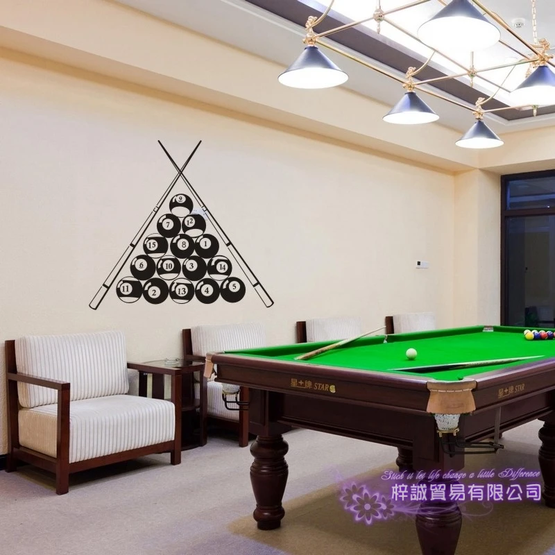 Dctal Billiards Sticker Snooker Decal Posters Vinyl Wall Decals Parede Decor Mural Billiards Sticker