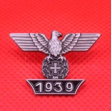 1939 немецкая эмалированная брошь в виде орла на булавке с крестом, Винтажный серебряный черный металлический значок, мужские аксессуары для пальто, рубашки, ювелирные изделия, патриотический подарок