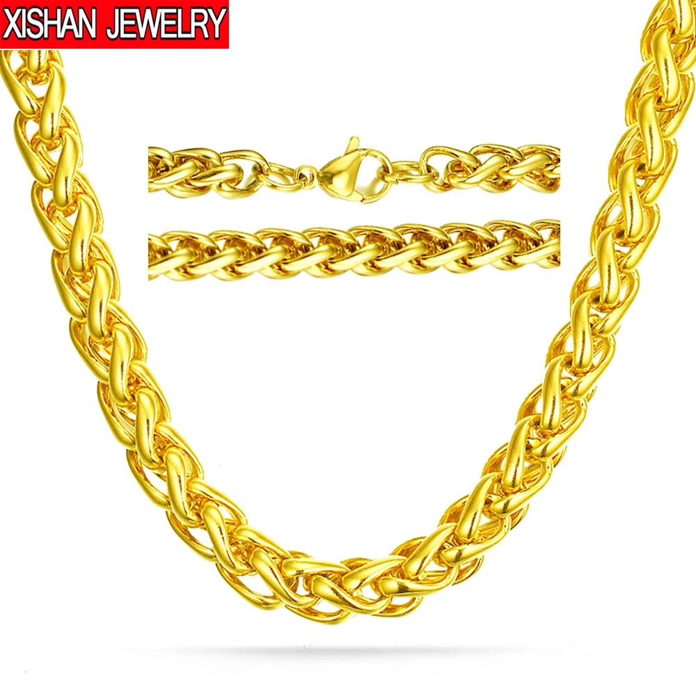 The 6mm 24'' gold plating Rope Chain Necklace Hip Hop Men Jewelry