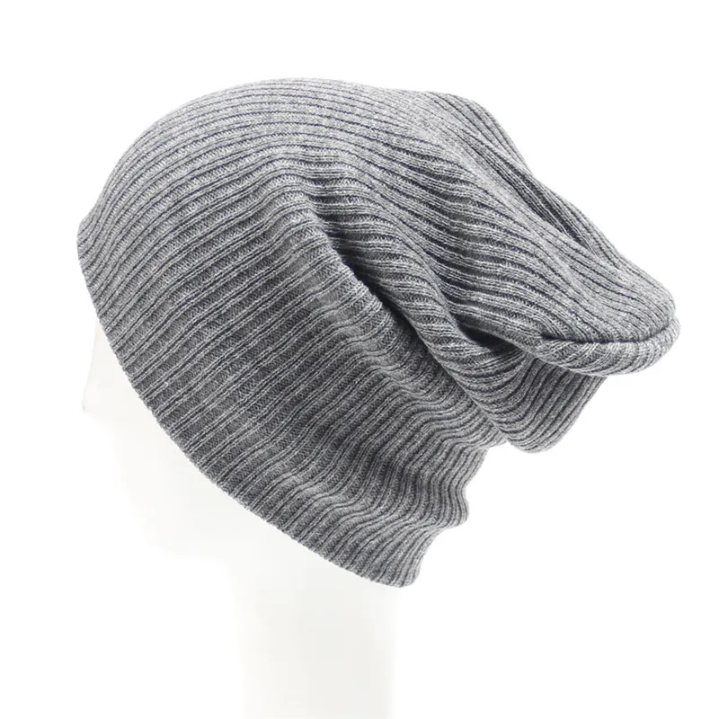 New Fashion Women/Men Knitting Beanie Stretch Cap Hats Hip-Hop Winter Warm Caps Unisex Women Feminino Bone - Цвет: Gray