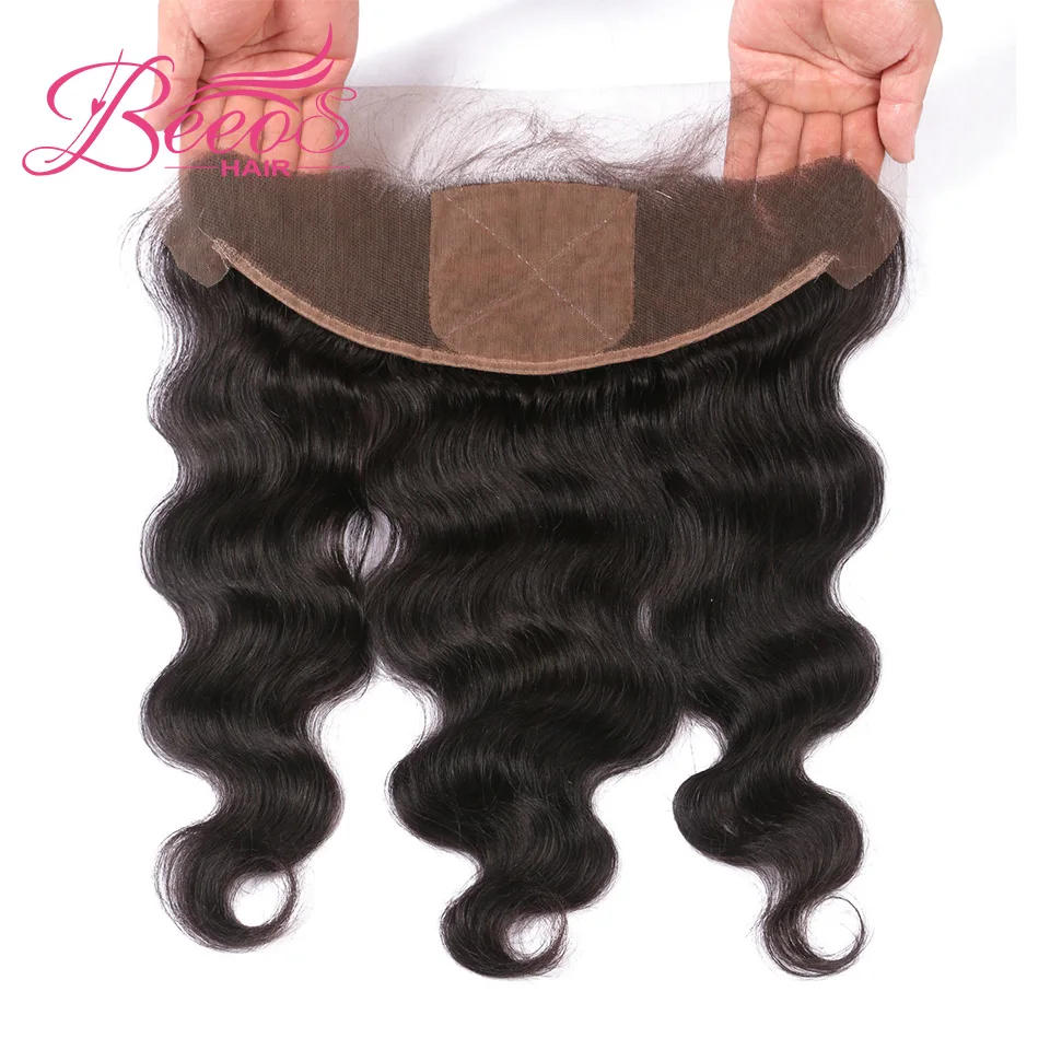

Beeos Brazilian Body Wave Silk Base Lace Frontal Closure 13x4 With Baby Hair Double Knots Remy Human Hair Closure