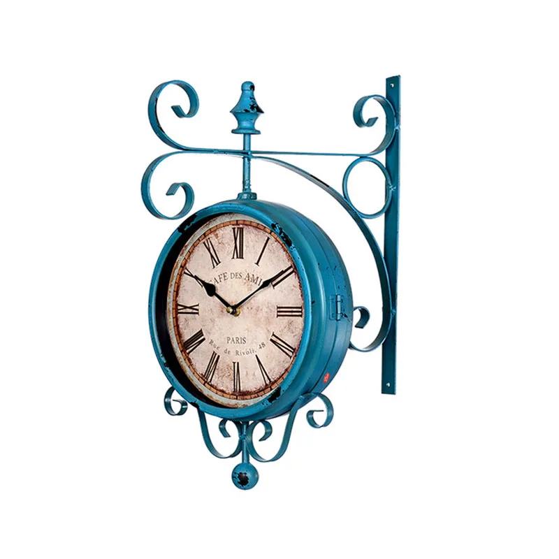 Двухсторонние настенные часы из кованого железа, настенные часы, цифровые часы Relogio De Parede Horloge Murale Saat Klok