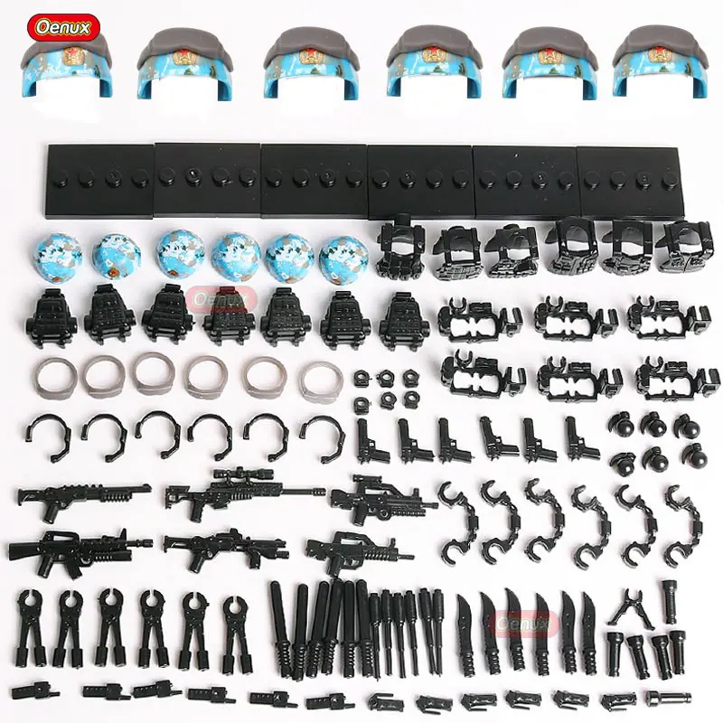 

Oenux 6PCS Modern Navy Army Military Building Block Special Force Soldiers Figures With Weapons Model Educational Brick Kids Toy