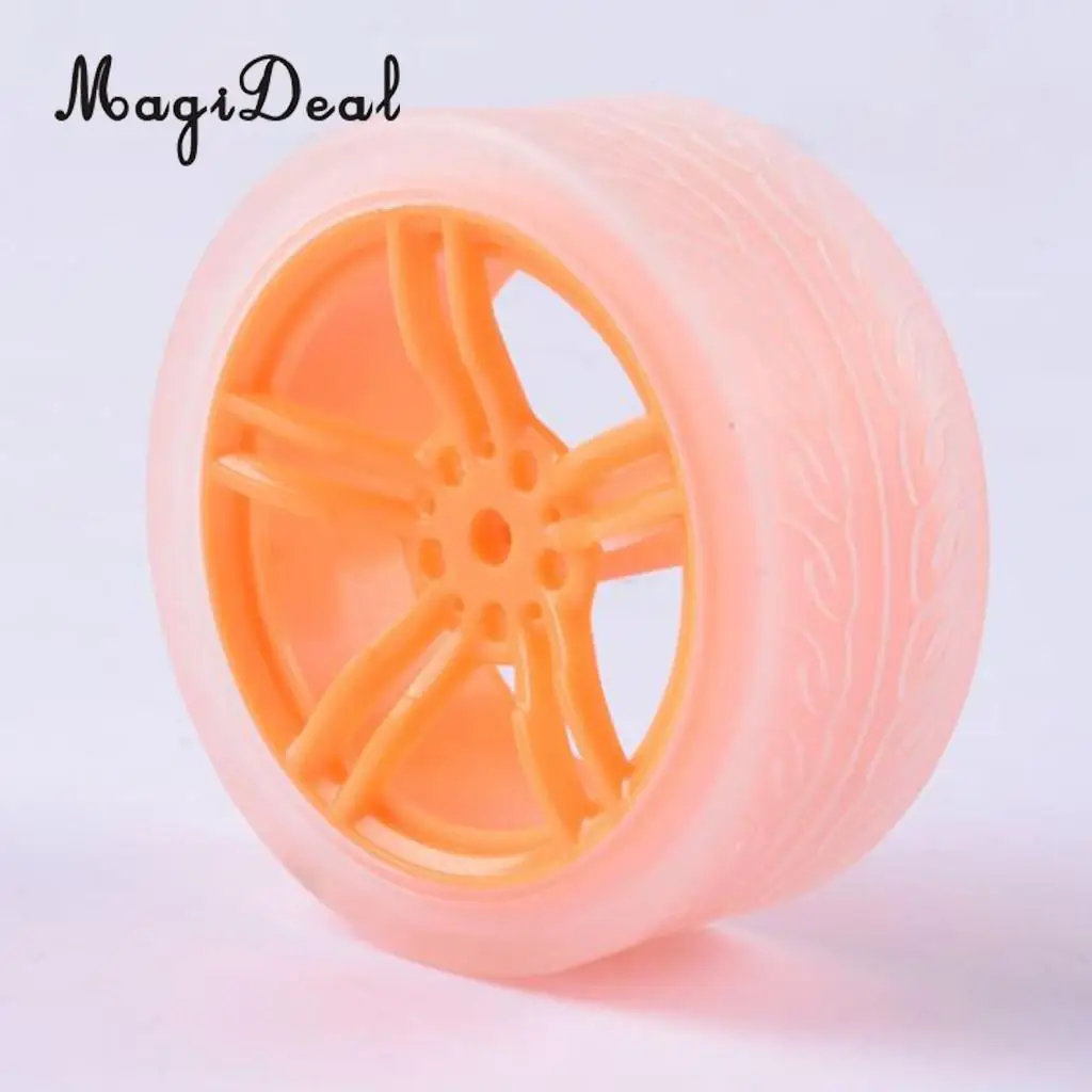 MagiDeal 2Pcs DIY Rubber Plastic Motor Wheel Tyre Tire for Smart Robot Car wheels Handmade Crafts RC Motor Car Parts Toys