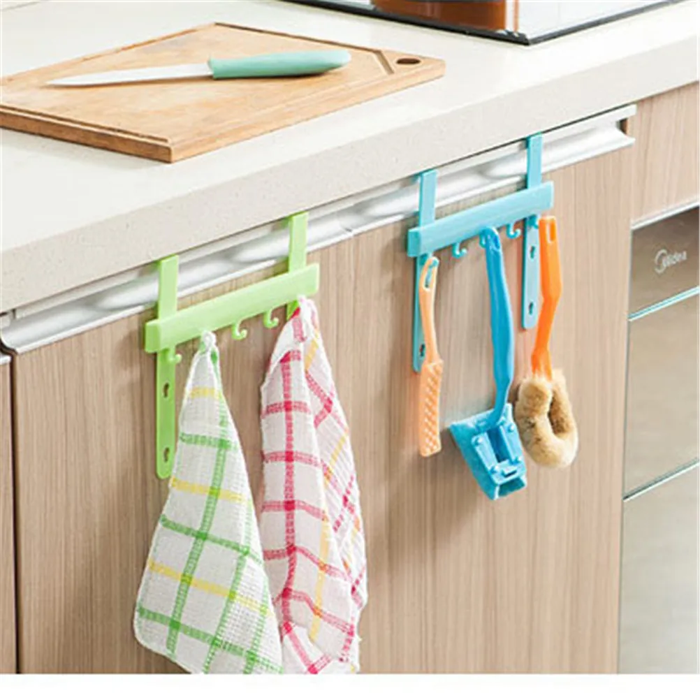 1 pc Plastic Door Back Hook Kitchen Cabinet Organizer Hanging Cupboard Door Trash Back Style Storage Hook